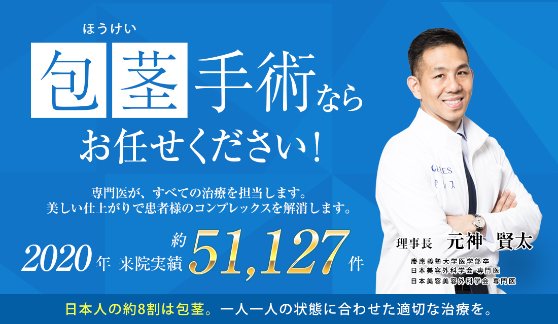 8割の日本人は包茎！患者様の状態を把握し、適切な治療を行います。