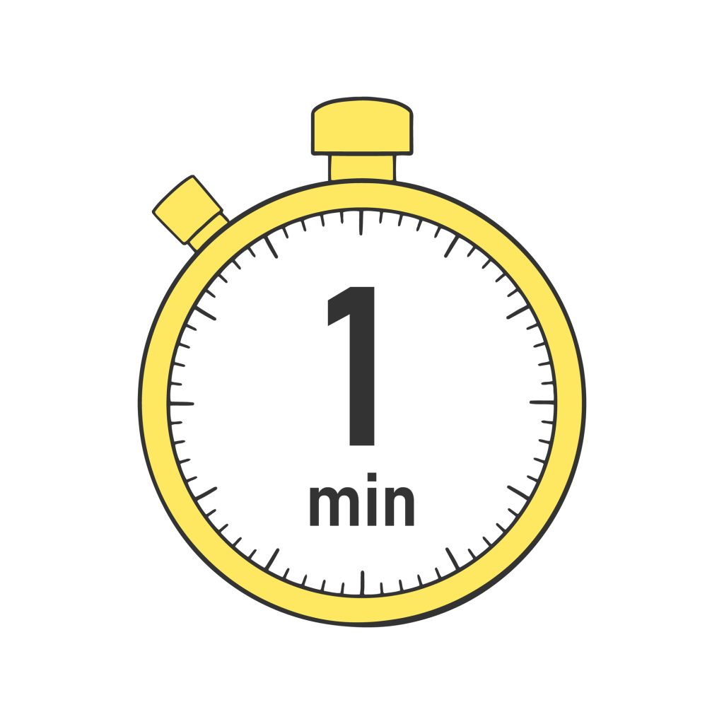 1分を示したストップウォッチ